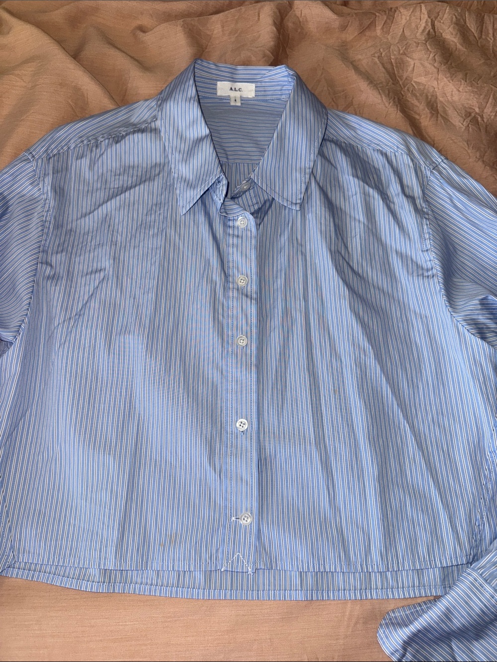A.L.C. MONICA ll STRIPED CROPPED SHIRT, SZ 4 - Picture 5 of 10